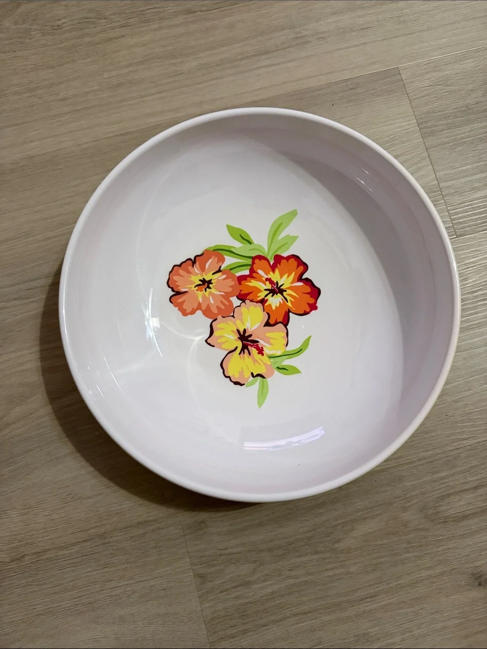 Yellow Floral Melamine Serving Bowl